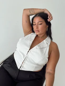 Princess Polly Everest Vest Topcurve   White Shop