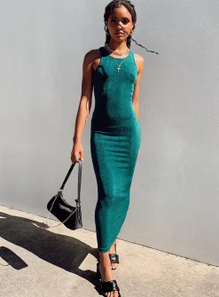 Princess Polly Everlast Midi Dress Forest  Green Fashion