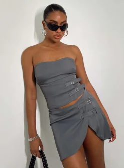 Princess Polly Ewan Mini Skirt  Grey Shop