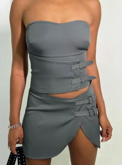 Princess Polly Ewan Top  Grey Discount