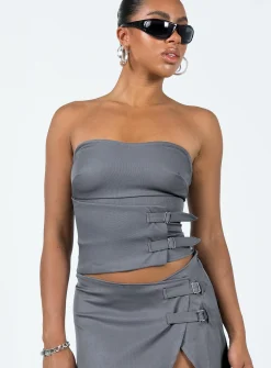 Princess Polly Ewan Top  Grey Discount