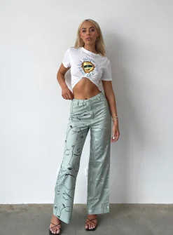 Princess Polly Face It Pants  Green Cheap