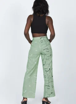 Princess Polly Face It Pants Green Cheap