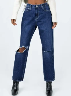 Princess Polly Fairmount Straight Leg Jean Dark Wash  Denim Discount