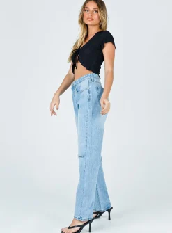 Princess Polly Fairmount Straight Leg Jean Light Wash  Denim Outlet
