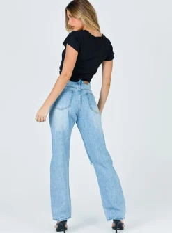 Princess Polly Fairmount Straight Leg Jean Light Wash  Denim Outlet
