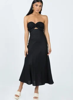 Princess Polly Falling For You Midi Dress  Black Discount