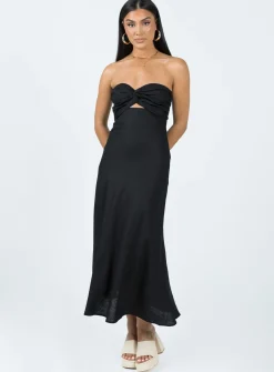 Princess Polly Falling For You Midi Dress  Black Discount