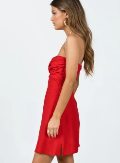 Princess Polly Falling For You Mini Dress  Red Clearance