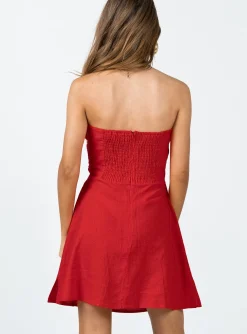 Princess Polly Falling For You Mini Dress  Red Clearance