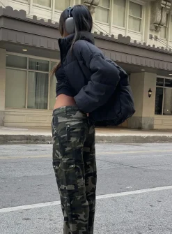 Princess Polly Fallout Mid Rise Cargo Pants Camouflage   Khaki Fashion