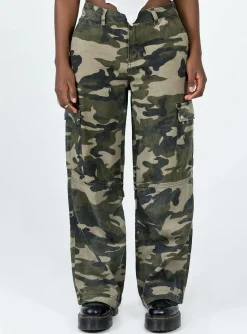 Princess Polly Fallout Mid Rise Cargo Pants Camouflage   Khaki Fashion