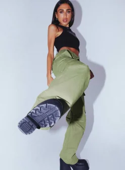 Princess Polly Fallout Mid Rise Cargo Pants  Green Online