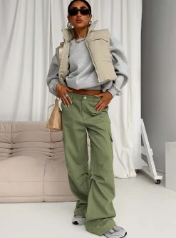 Princess Polly Fallout Mid Rise Cargo Pants  Green Online