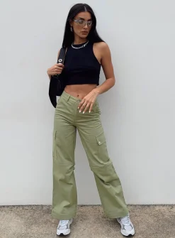 Princess Polly Fallout Mid Rise Cargo Pants  Green Online