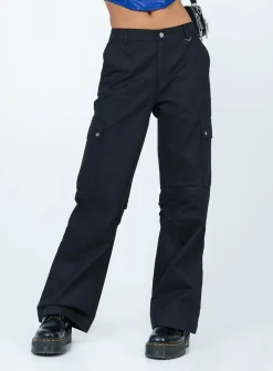 Princess Polly Fallout Mid Rise Cargo Pants  Black Sale