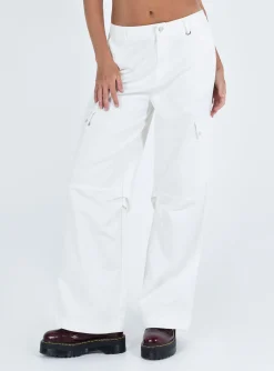 Princess Polly Fallout Mid Rise Cargo Pantstall White Cheap