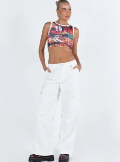 Princess Polly Fallout Mid Rise Cargo Pantstall White Cheap