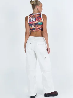 Princess Polly Fallout Mid Rise Cargo Pantstall White Cheap