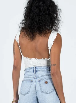 Princess Polly Farrand Pointelle Bodysuit  Ivory Clearance