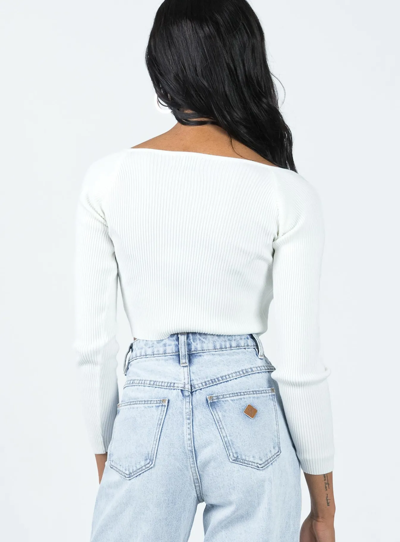 Princess Polly Farrington Long Sleeve Top White Clearance