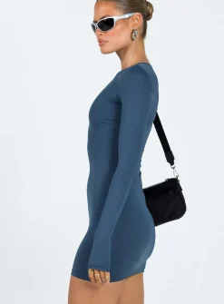 Princess Polly Farro Long Sleeve Mini Dress Navy Outlet