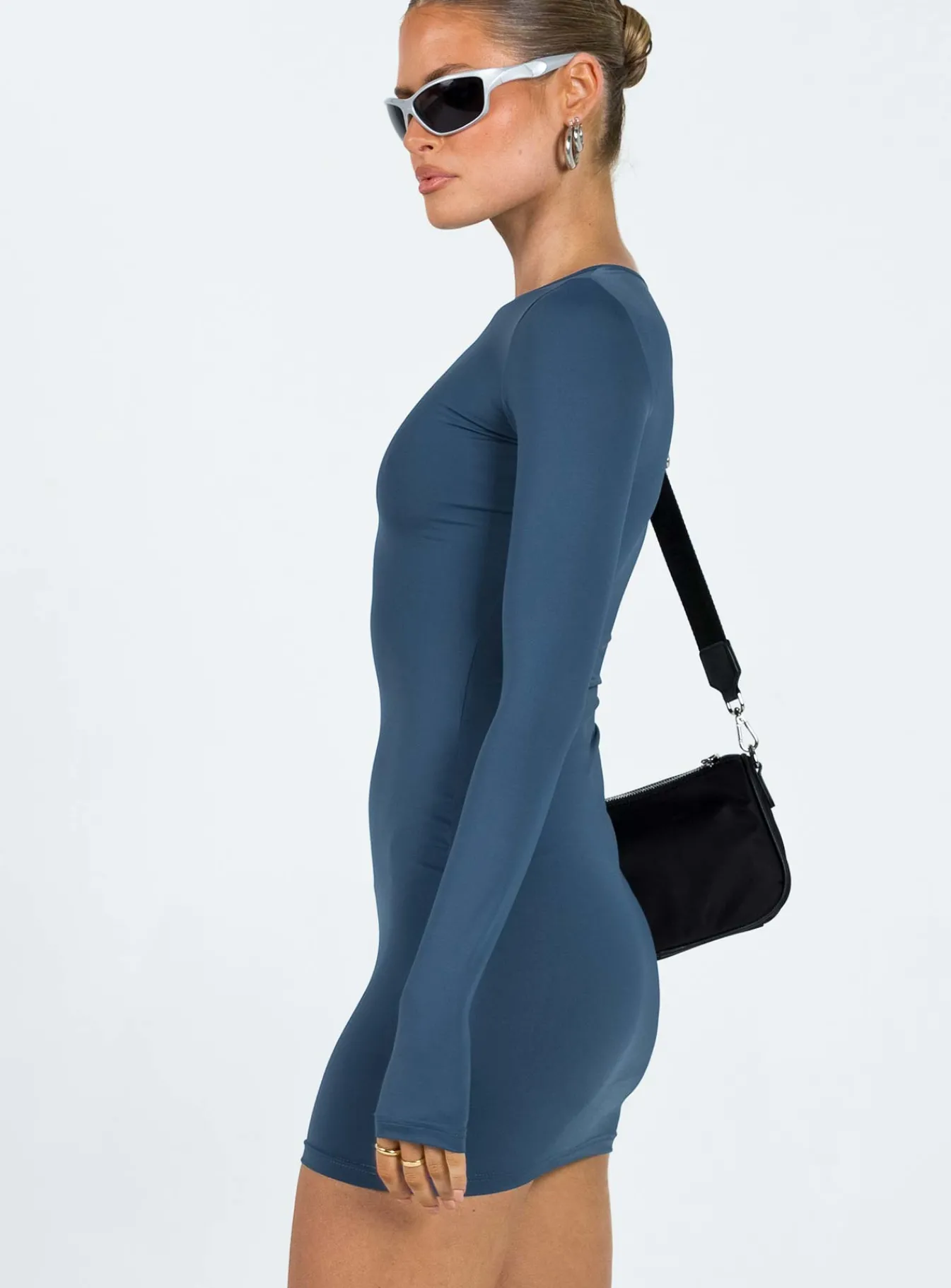 Princess Polly Farro Long Sleeve Mini Dress Navy Outlet