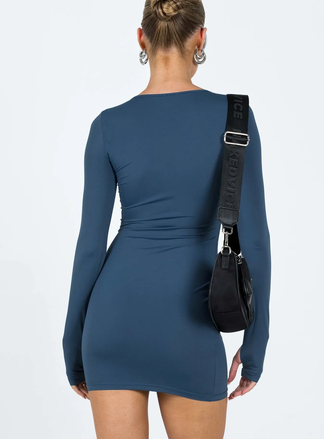 Princess Polly Farro Long Sleeve Mini Dress Navy Outlet