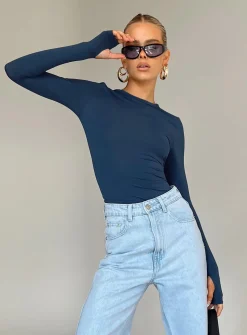 Princess Polly Farro Long Sleeve Top  Navy Store