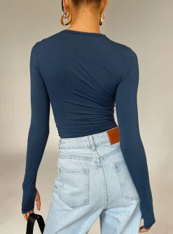 Princess Polly Farro Long Sleeve Top  Navy Store