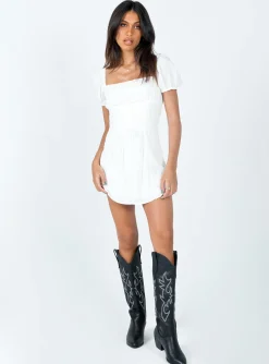Princess Polly Fauci Mini Dress  White New