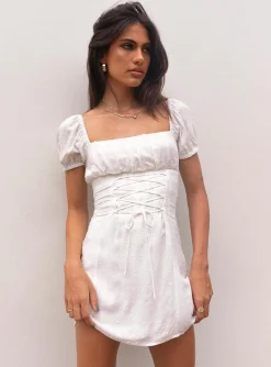 Princess Polly Fauci Mini Dress  White New