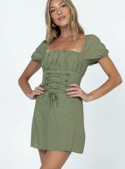 Princess Polly Fauci Mini Dress  Green Flash Sale
