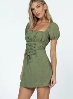 Princess Polly Fauci Mini Dress  Green Flash Sale