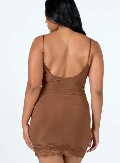 Princess Polly Fauna Mini Dress  Brown Hot