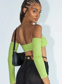 Princess Polly Faye Long Sleeve Top Green Cheap