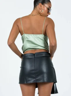 Princess Polly Federal Pu Wrap Mini Skirt Black Sale