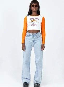 Princess Polly Feed Your Soul Long Sleeve Top Orange Fashion