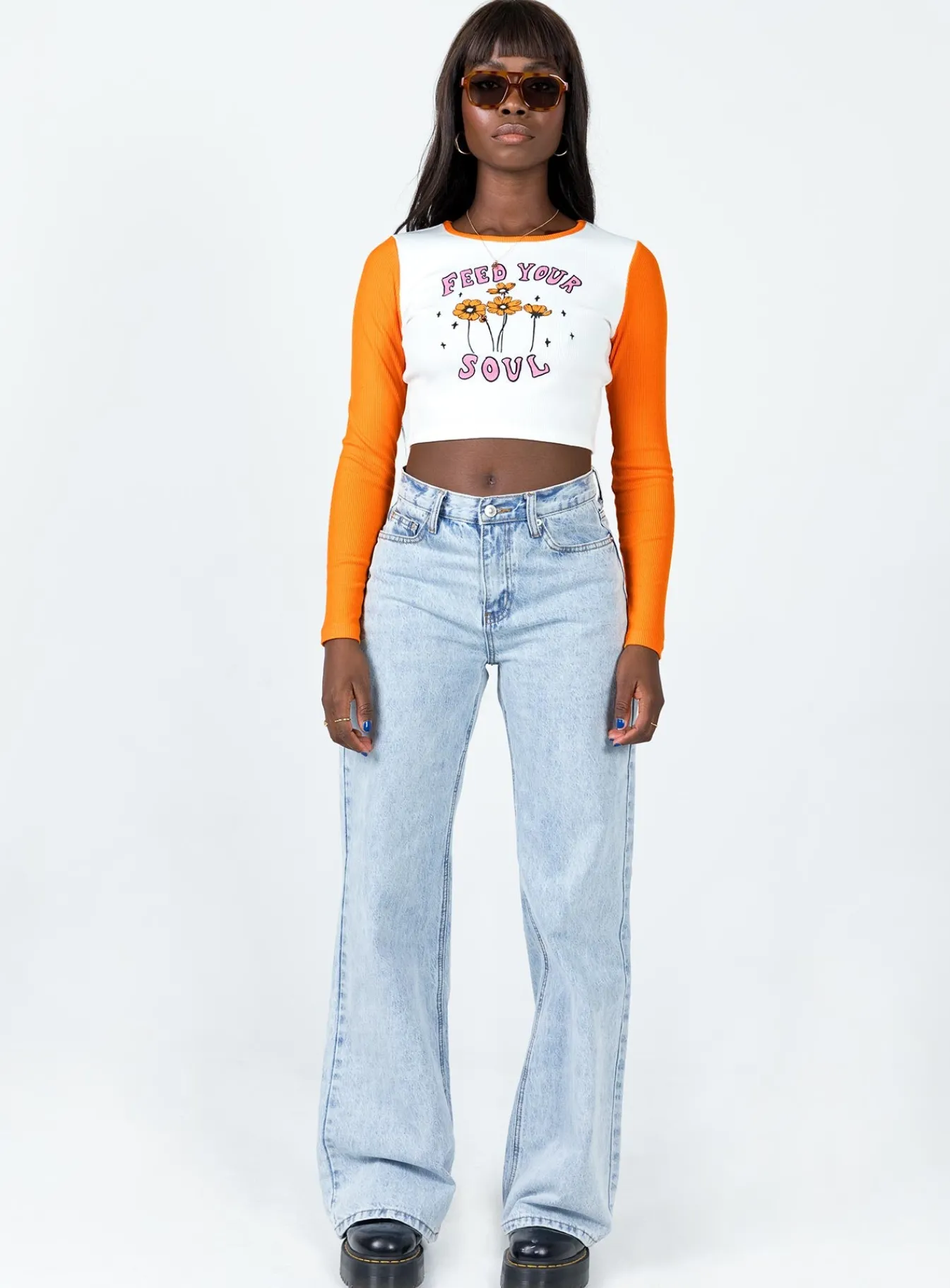 Princess Polly Feed Your Soul Long Sleeve Top Orange Fashion
