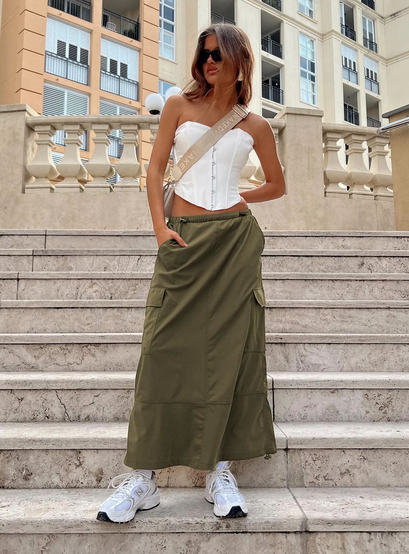 Princess Polly Ferguson Parachute Maxi Skirt Khaki Store