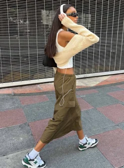 Princess Polly Ferguson Parachute Maxi Skirt Khaki Store