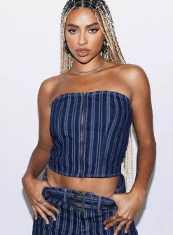 Princess Polly Fernley Bustier  Blue Clearance
