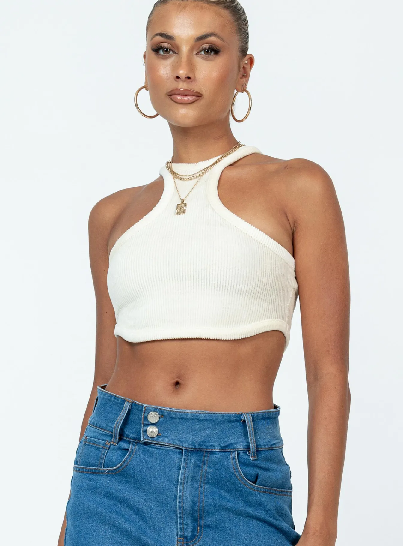 Princess Polly Feya Cord Dip Tank Cream Cheap