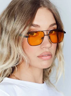 Princess Polly Figaro Sunglasses  Yellow New