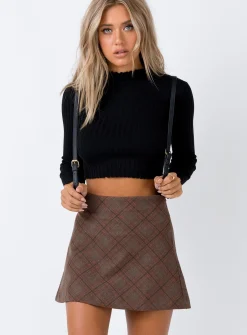 Princess Polly Fike Mini Skirt Brown Sale