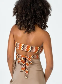Princess Polly First Take Top  Brown Multi Cheap
