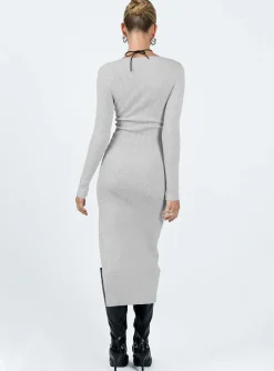 Princess Polly Fitro Long Sleeve Maxi Dress  Grey New