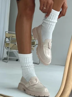 Princess Polly Fitzgerald Loafer  Cream Fashion