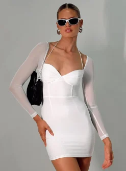 Princess Polly Flavelle Long Sleeve Mini Dress  White Best