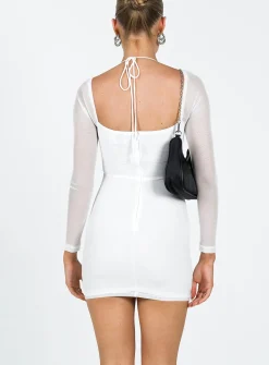 Princess Polly Flavelle Long Sleeve Mini Dress  White Best